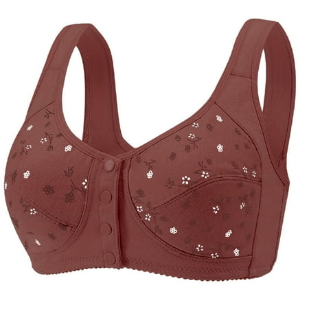 ALLLIST Women Bras Front Closure Brown Wireless Sleep Floral Push up Bralette Women s Lingerie Size L-5XL