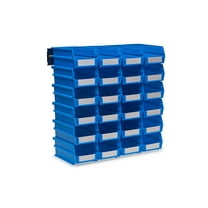 Triton Products® LocBin 26-Piece Wall Storage Unit with 7-3/8"L x 4-1/8"W x 3"H Interlocking Poly Bins, 24ct, Wall Mount Rails 8-3/4"L with Hardware, 2pk