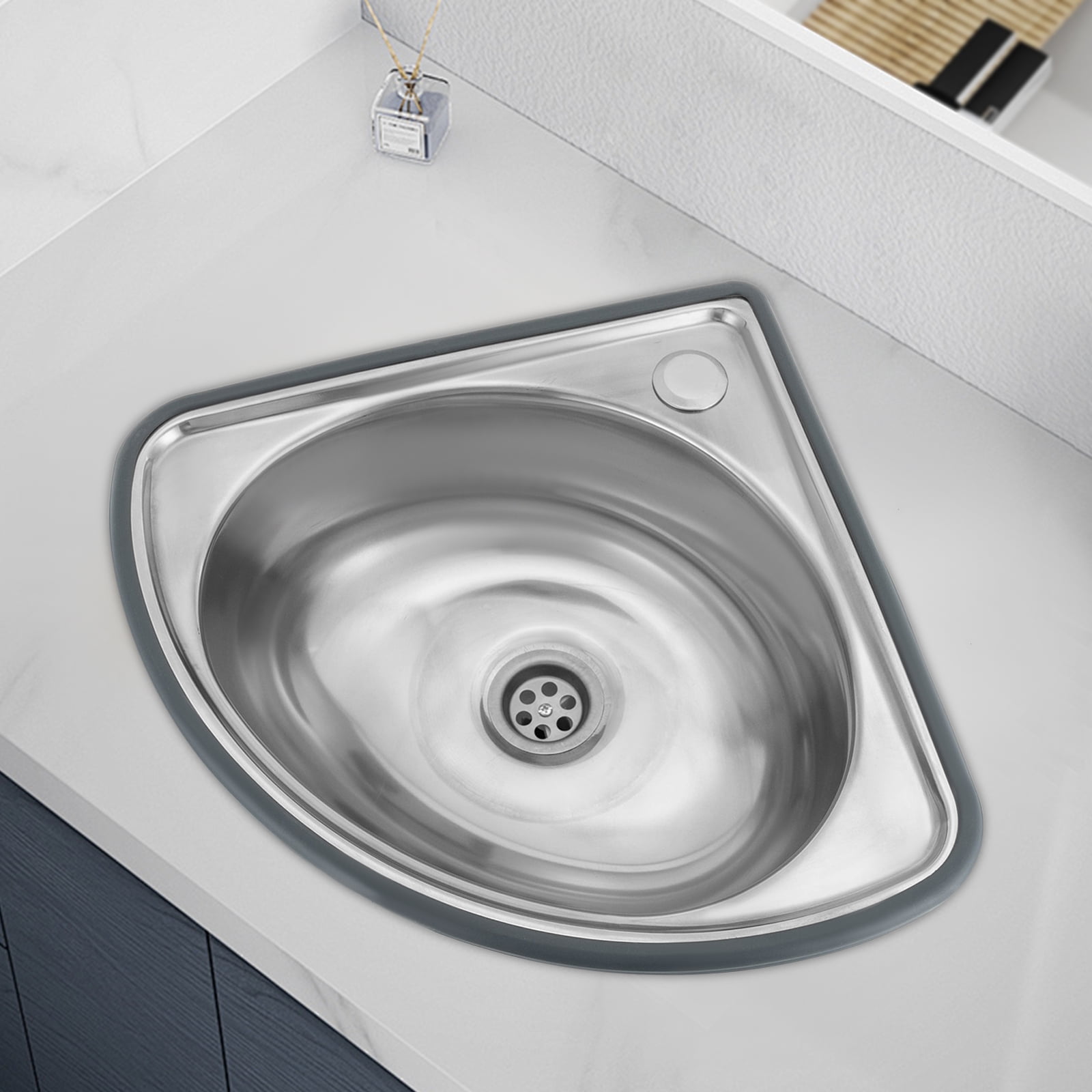 Stainless Steel Fan-Shaped Basin – 12.2" Single Bowl, Wall/Countertop Mount, Anti-Rust Design – for Kitchen & Bathroom Sinks