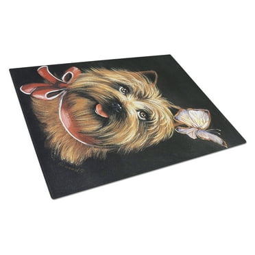 Carolines Treasures PPP3047LCB Cairn Terrier Butterfly Glass Cutting Board Large, 12H x 16W, multicolor