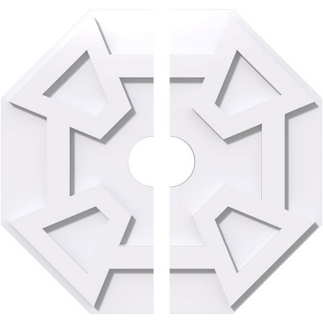 Ekena Millwork CMP18LG2-03000 18 in. OD x 3 in. ID Square Logan Architectural Grade PVC Contemporary Ceiling Medallion - 2 Piece