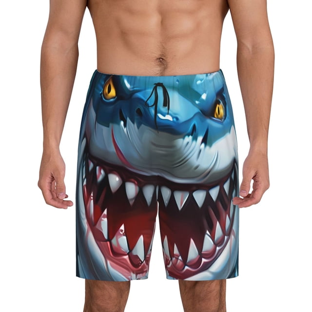 Vsdgher Short de Pyjama Homme Imprimé Requin Mignon Bas de Pyjama Léger avec Poches-Petit