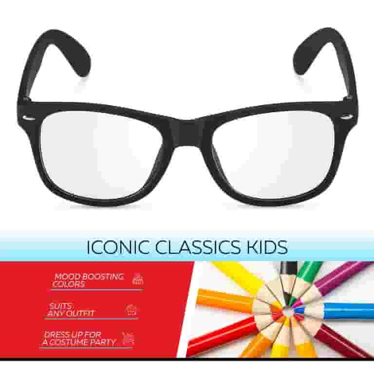 Kids Nerd Costume Clear Lens Non-Prescription Fake Glasses for