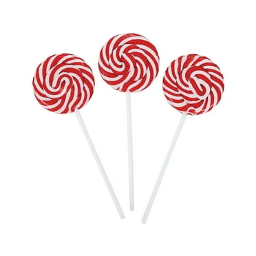 Red Swirl Lollipops, 24 Pieces, Bulk set of 24 Individually Wrapped Lollipops, Great for Wedding, Birthday, Events and Christmas
