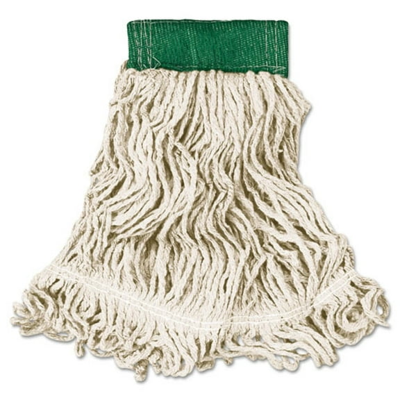 Rubbermaid Commercial Super Stitch Looped-End Wet Mop Head Cotton/Synthetic Medium Green/White