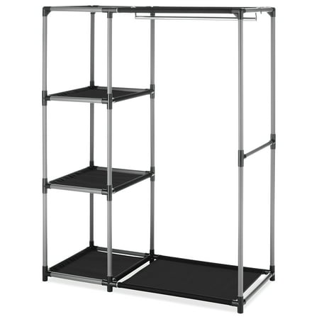 Whip Rack - Whitmor Spacemaker Garment Rack & Shelves Chrome & Black
