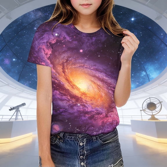 Amidoa Graphic Girls Short Sleeve Crewneck T-shirt Soft Casual Summer Cute Tee Multicolor, 9 Years