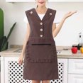 thumbnail image 4 of LCXmlly Kitchen Apron Cooking Apron Sleeveless Oilproof Zipper Pocket Western Style Lapel Plaid Pattern, 4 of 6