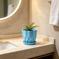 thumbnail image 6 of Hyknon 5.5 Inch Planter Pot with Saucer, Modern Indoor Plastic Plant Pot for Herbs and Flowers, Lightweight Flower Pot Container for Home Office Desk Window Sill Decor, 6 of 6