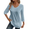 thumbnail image 3 of Camiseta sin mangas para mujer,Camiseta informal de cuello redondo y manga 3/4 para mujer, corte holgado, tejido fino y transpirable, cómoda para todo el día, sopatenor, 3 of 9