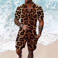 thumbnail image 2 of Wxolcjlv Mens Leopard Print Camp Collar Set Short Sleeve Shirt Shorts, 2 of 6