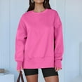 thumbnail image 6 of Women Oversized Sweatshirts Thumbhole Long Sleeve Hoodies Shirts 2025 Fall Side Slit Pullover Top Teen Y2k Outfits Hot Pink XL, 6 of 6