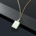 thumbnail image 4 of Gem Stone King 18K Yellow Gold Plated Silver White Opal and White Topaz Pendant Necklace for Women (4.99 Cttw, Emerald Cut Cabochon 18X13MM, With 18 inch Silver Chain), 4 of 4