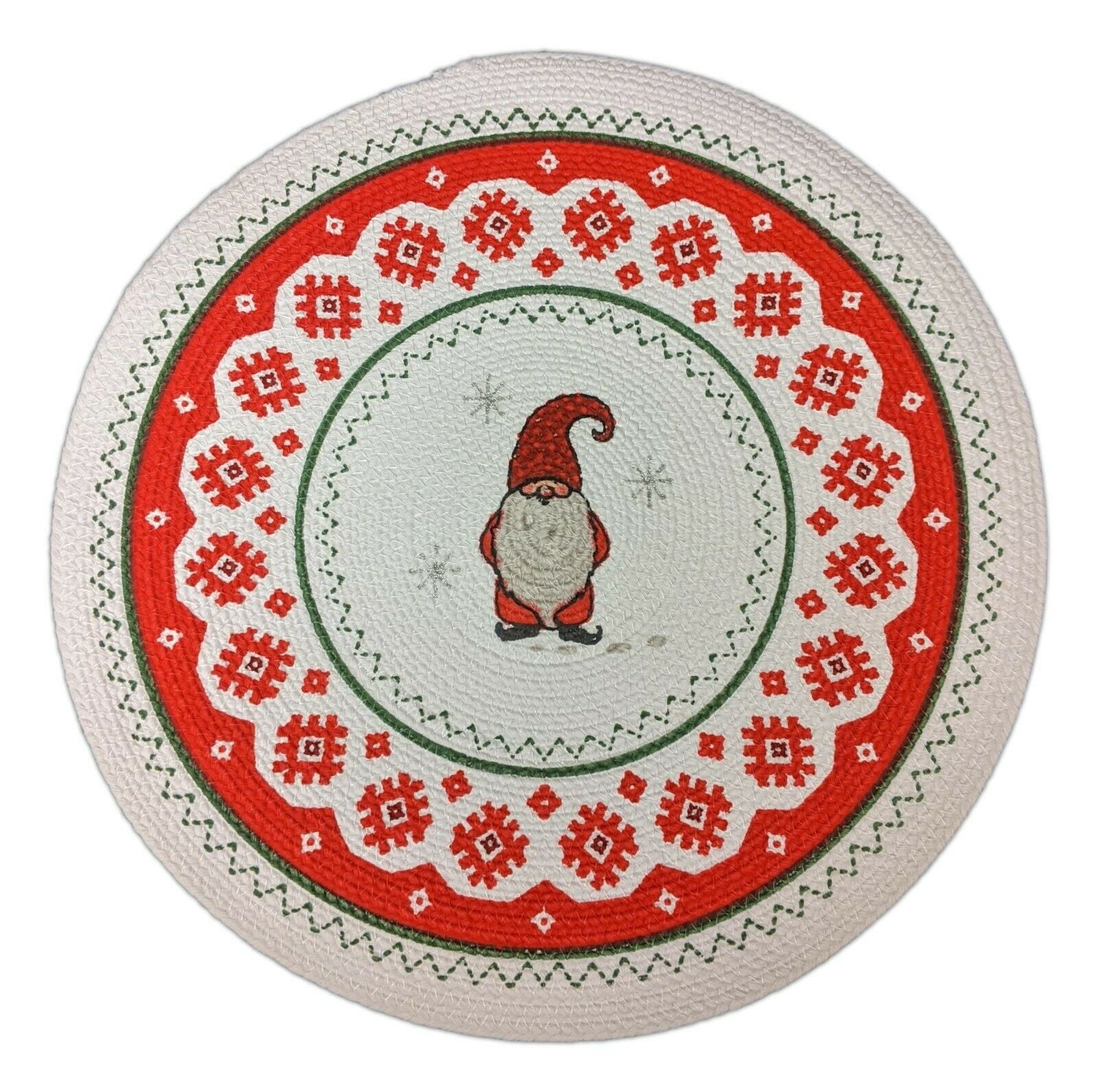 Set of 4 GNOME FOR THE HOLIDAYS Braided Christmas Placemats, 14.5", by