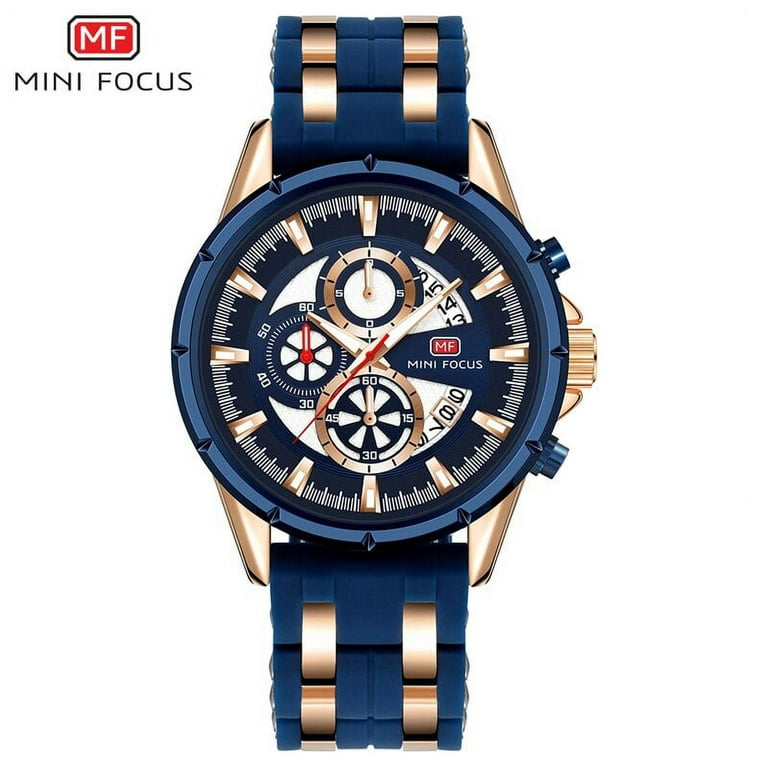 MINI FOCUS Sport Quartz Black Waterproof Chronograph Men's Wrist Watch with  Date Display : : Fashion