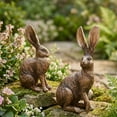 thumbnail image 5 of Eolstice Resin Simulated Bronze Long Eared Bunny, Decorative Ornament For Spring, Tabletop Figurine For Mantle, Shelf, Easter Display, Vintage Style, 5 of 8