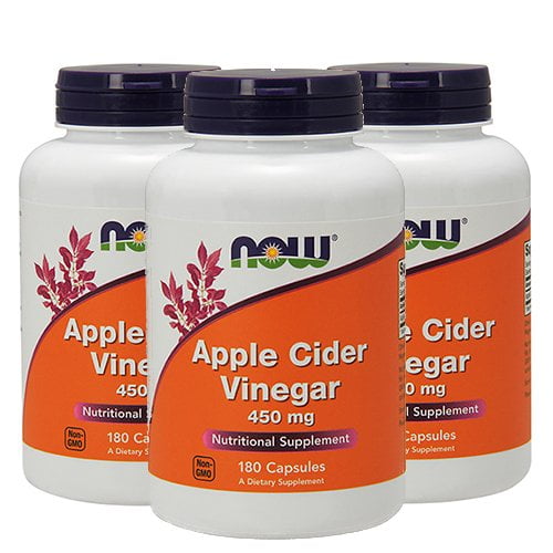 NOW Foods Apple Cider Vinegar 450 mg, 180 Capsules 3 Packs Walmart
