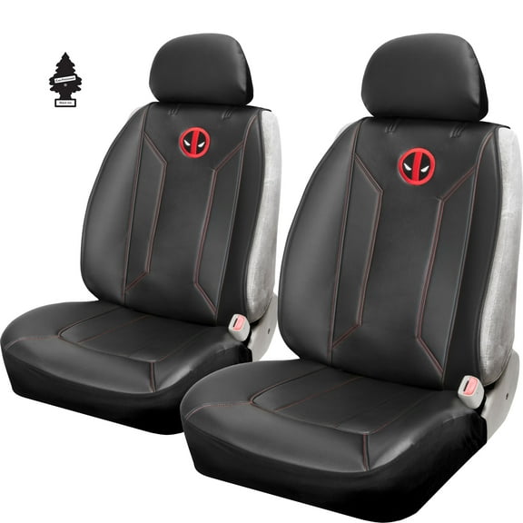 New Pair of Marvel Deadpool Logo Universal Sideless Car Truck SUV Seat Cover and Air Freshener