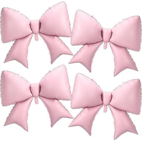 Pink Bow Balloons Giant for Birthday, Wedding Party Decoration 4 Pcs