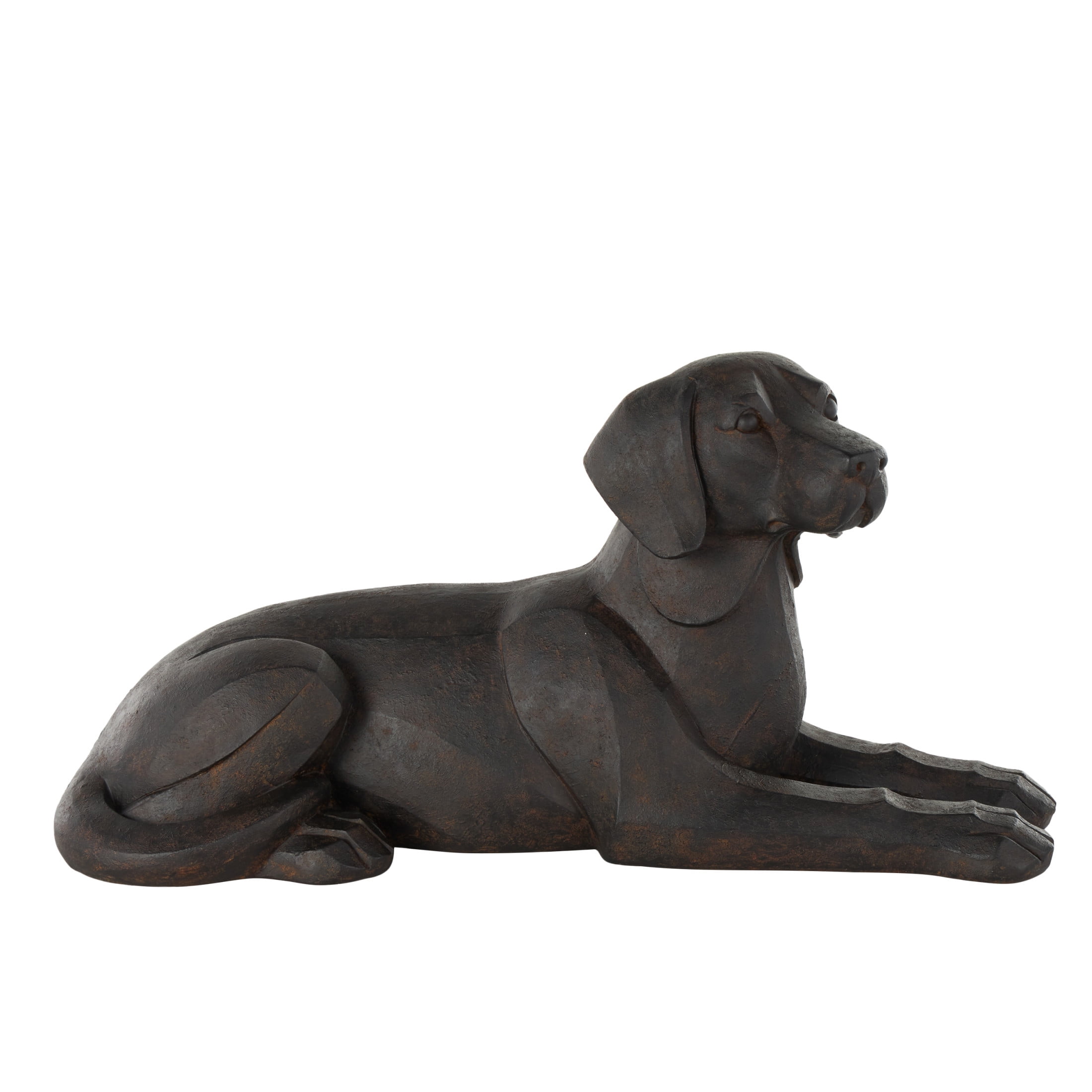 31" x 14" Black Resin Sitting Dog Sculpture with Copper Shadings, by DecMode