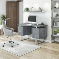 Techni Mobili Modern Adult Office Desk with Drawers and Storage, 51.25 Wx23.25”Dx29.75”H, Gray/Silver
