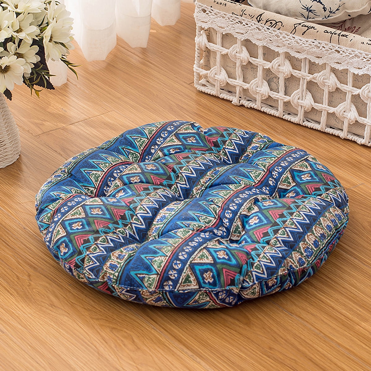 17x17inch 6cm Modern Round Cotton Linen Chair Cushion Pillow Seat