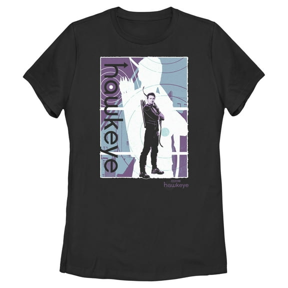 Women's Marvel Hawkeye Purple Poster Graphic Tee Black X Large