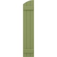 thumbnail image 5 of Ekena Millwork 10 1/2"W x 32"H Americraft Three Board (2 Batten) Exterior Real Wood Joined Board-n-Batten Shutters w/ Elliptical Top (Per Pair), Moss Green, 5 of 10