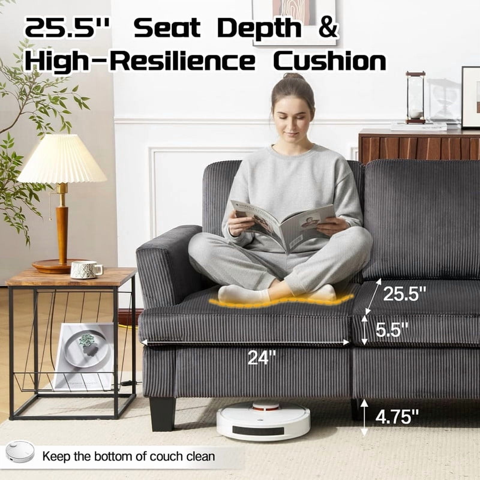 84" Modern 3-Seater Sofa, Upholstered Couch with Washable Covers and 25.6'' Deep Seat, Comfy Sofa Couch for Living Room, Bedroom, Apartment, Office