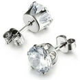 thumbnail image 6 of Cterwk 6 Pairs 316L Stainless Steel Earrings 8mm Cubic Zirconia Stud Earrings Set for Women Men, Silver, 6 of 6