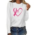 thumbnail image 2 of Aboser Breast Cancer Shirts for Women Pink Ribbon Graphic Tees Funny Long Sleeve Tops Plus Size Blouse Breast Cancer Warrior T Shirts, 2 of 4