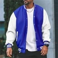 thumbnail image 2 of dGslk Men's Classic Varsity Baseball Jacket, Red and White Letterman Bomber, Casual Sportswear, Button Closure, Comfortable Fit Royal Blue S, 2 of 2