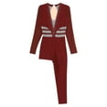 thumbnail image 6 of TiaoBug Women's Asymmetrical Gymnastics Leotard Long Sleeve Round Neck Figure Skating Jumpsuit Burgundy XL, 6 of 7