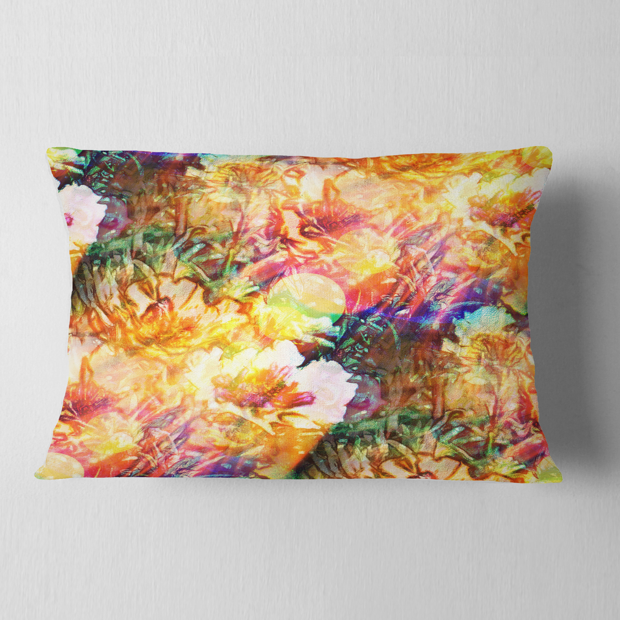 Designart Bokeh Flowers Seamless - Floral Throw Pillow - 12x20