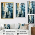 thumbnail image 4 of Designart "Geometric Abstract Square Fusion" Geometric Framed Wall Art - Modern Blue Abstract Entryway Framed Wall Art, 4 of 6