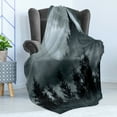 thumbnail image 4 of Halloween Soft Flannel Fleece Blanket, Magic Castle Silhouette over Full Moon Night Fantasy Landscape Scary Forest, Cozy Plush for Indoor and Outdoor Use, 70" x 90", Grey Pale Grey, by Ambesonne, 4 of 5