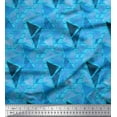 thumbnail image 1 of Soimoi Blue Georgette Viscose Fabric Facets Triangle Geometric Decor Fabric Printed Yard 44 Inch Wide, 1 of 1