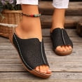 thumbnail image 3 of Open Toe Wedge Sandals for Women Lightweight Hollow Out Platform Mules Slip On Breathable Slide Beach Sandal Black Size 6, 3 of 9