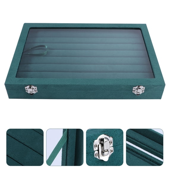 PENIKOKO 1Pc Green Jewelry Display Case Rings Organizer with Lid for Storage Use