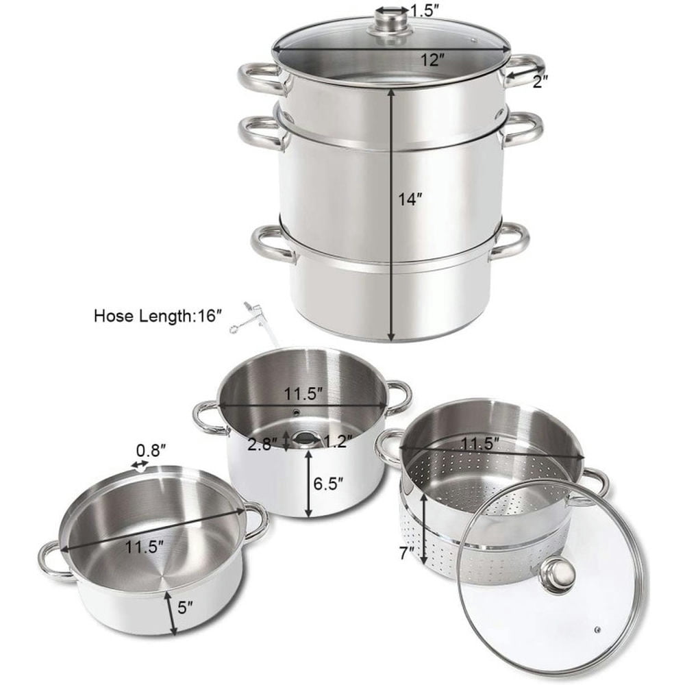 Barara King 11-Quart Stainless Steel Fruit Juicer Steamer