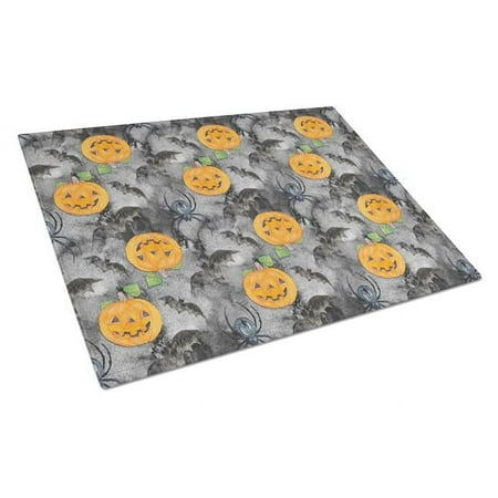 

Watecolor Halloween Jack-O-Lantern Bats Glass Cutting Board Large