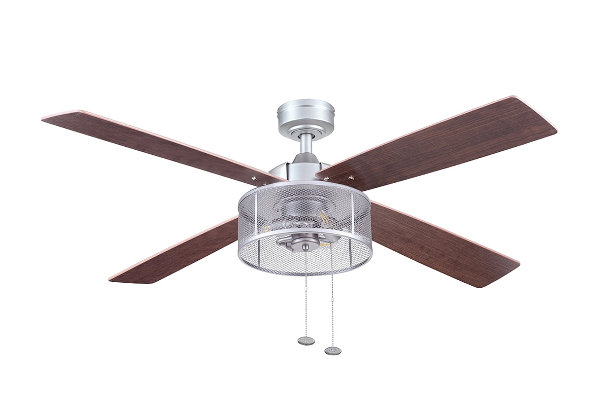 Better Homes & Gardens 52" Pewter Indoor Ceiling Fan with Light, 4 Blades, Pull Chains & Reverse Airflow