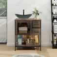 thumbnail image 7 of ELECWISH 30" Bathroom Vanity, Farmhouse Bathroom Vanity with Sink Combo Set, Rustic Brown Modern Wood Cabinet with Black-White Gradient Boat Sink, 7 of 7