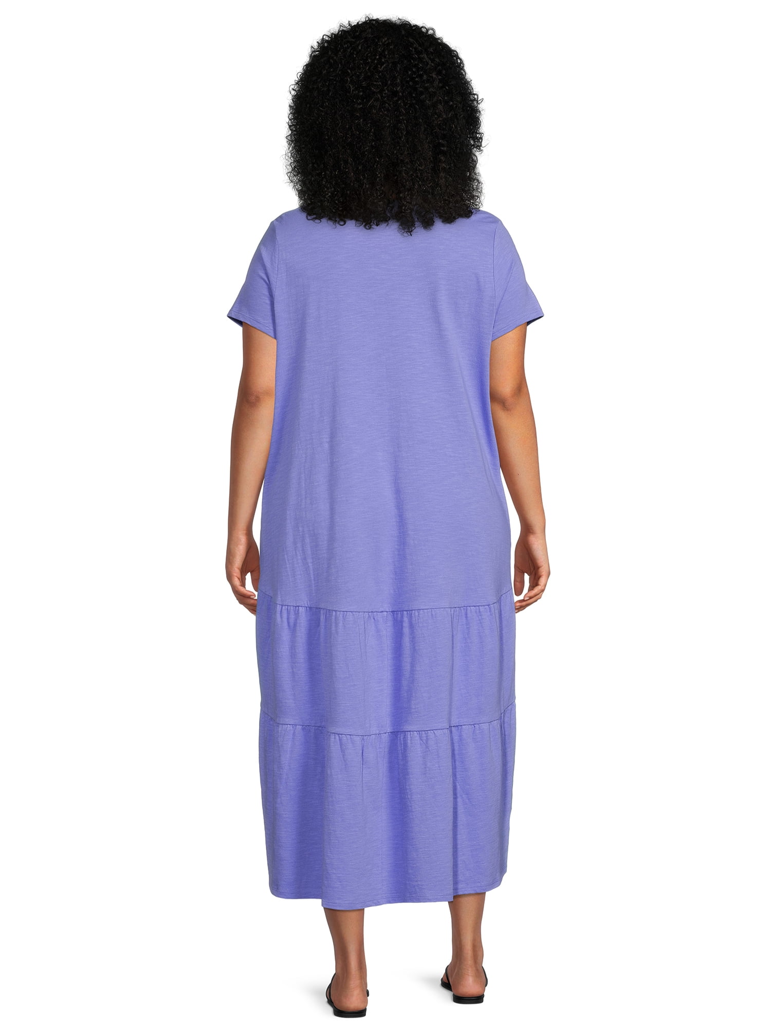 Terra & Sky Women's Plus Size Tiered Knit Maxi Dress