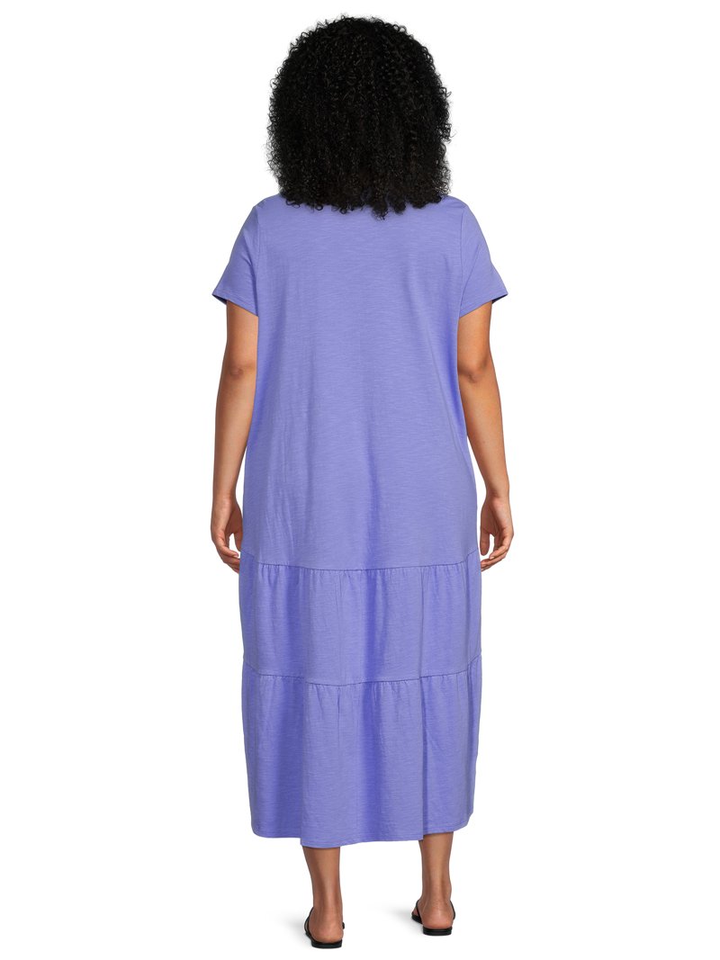 Terra & Sky Women's Plus Size Tiered Knit Maxi Dress