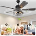 thumbnail image 3 of 42" Black Industrial Metal Caged Ceiling Fan with Remote Control and Light Kit, 3-Speed Reversible Ceiling Fan, 3 of 8