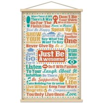 Just Be Awesome Wall Poster with Wooden Magnetic Frame, 22.375" x 34"