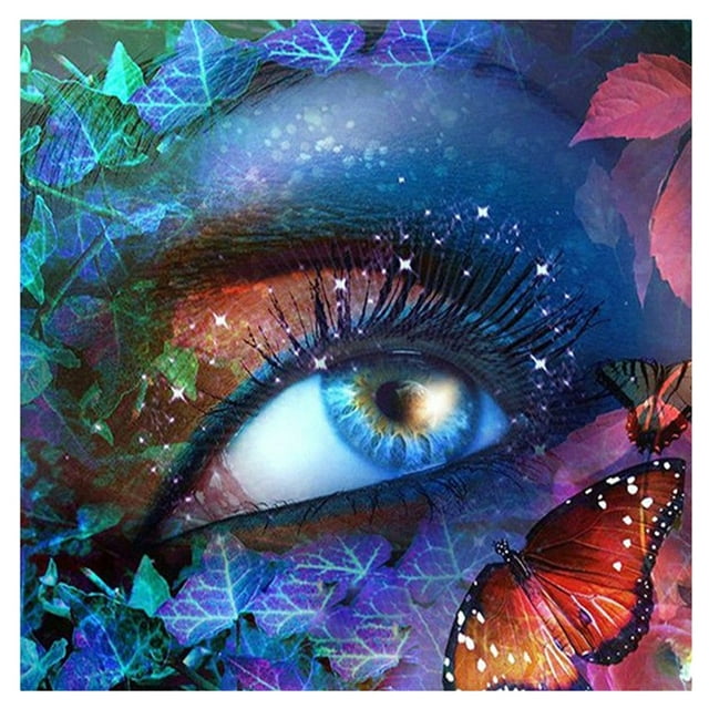 veasfak DIY Diamond Embroidery Painting Cross Stitch , Colorful Big Eyes Pattern -