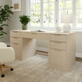 thumbnail image 2 of Martha Stewart Home Office Modular Single-Drawer Desk with Dual 3 Drawer File Cabinets in Light Natural with Brushed Gold Hardware, 2 of 10