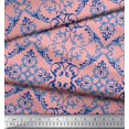 thumbnail image 3 of Soimoi Pink Poly Georgette Fabric Vector Design Damask Fabric Prints By Yard 42 Inch Wide, 3 of 3